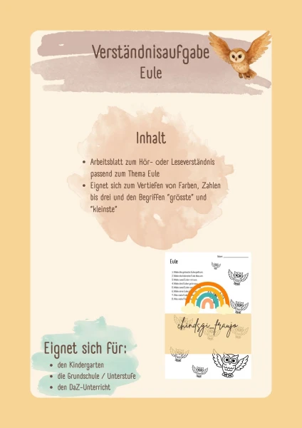 Hör-/Leseverständnis zum Thema Eule