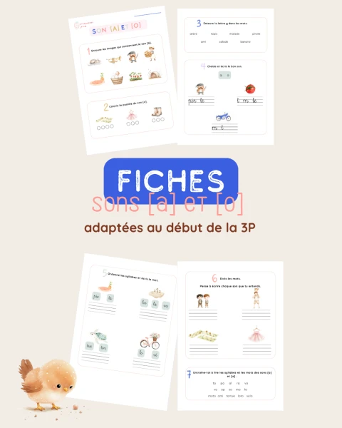 3P 4P - français - fiches - son a et o