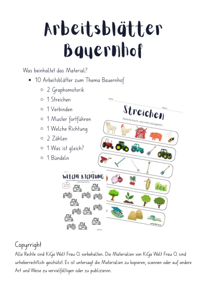 Arbeitsblätter Thema Bauernhof