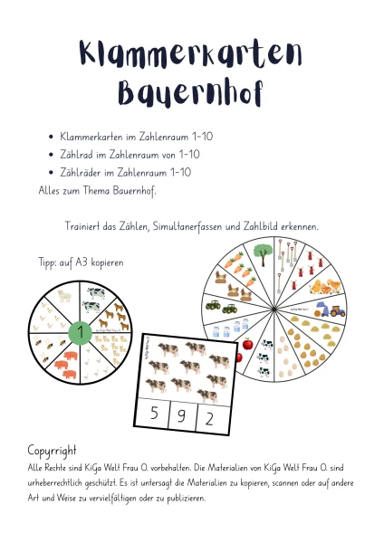 Klammerkarten und Zählräder Bauernhof