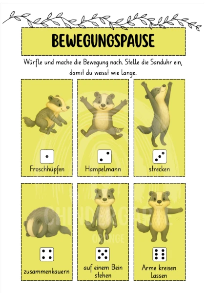 Plakat Bewegungspause Dachs
