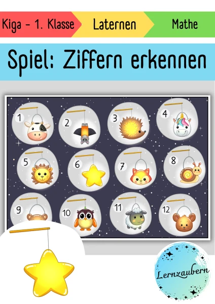 Spiel: Ziffern erkennen (Laternen / Laternenumzug / Laternenfest)