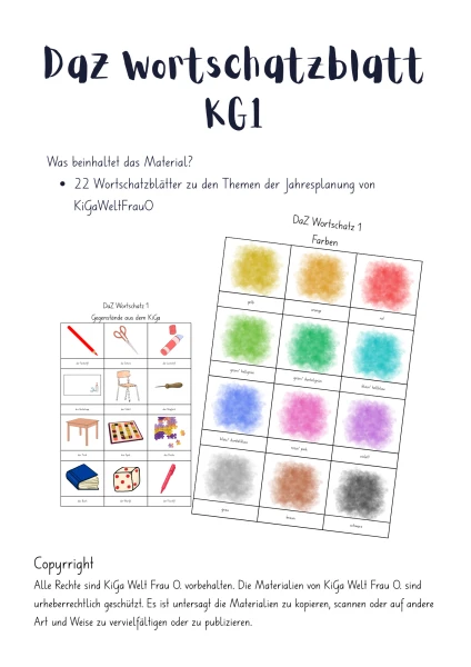 DaZ Wortschatzblätter für KG1