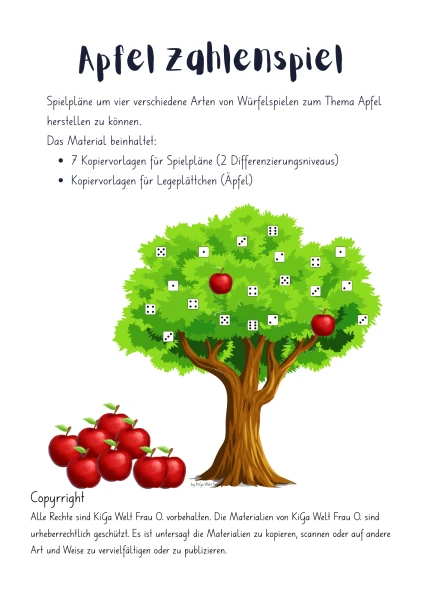 Apfel Spiel würfeln und abdecken