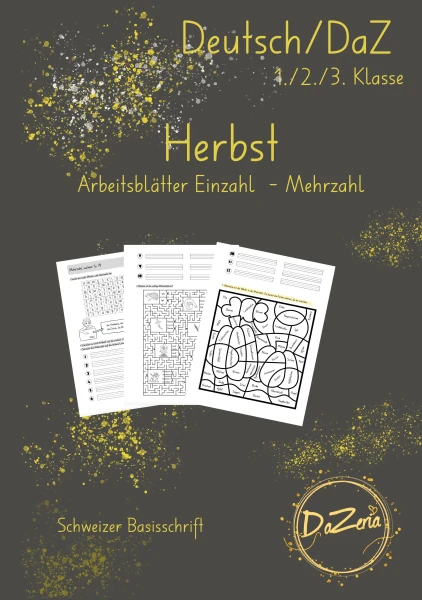 Einzahl - Mehrzahl Wortschatz Herbst