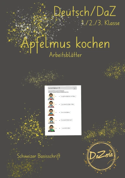 Kinder kochen Apfelmus - Texte richtig ordnen