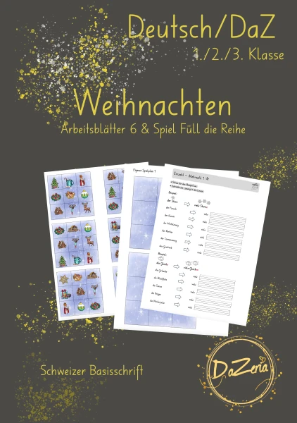 Weihnachten Arbeitsblätter Einzahl/Mehrzahl & Spiel