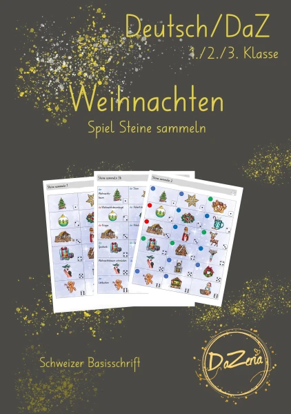 Weihnachten Lesen und malen & Spiel Steine sammeln