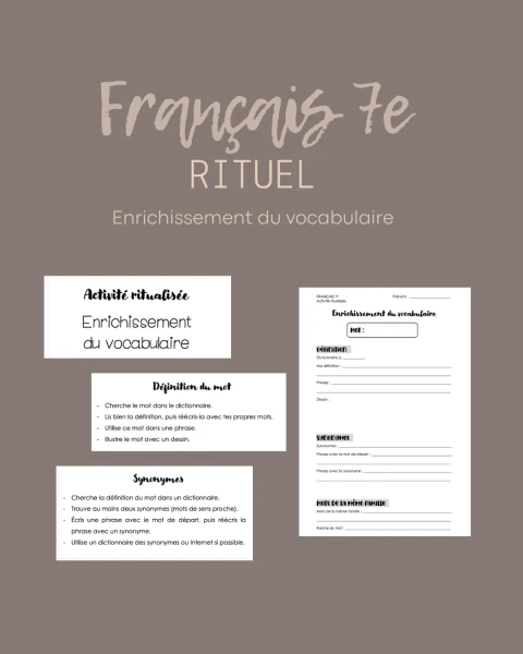 Français - 7e - Activité ritualisée - Enrichissement du vocabulaire