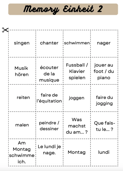 Allemand 7e - Memory Einheit 2