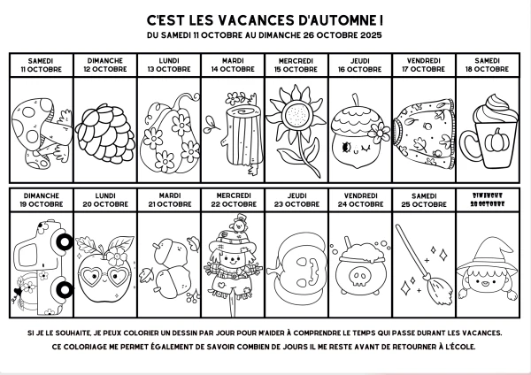 Coloriage des vacances d'automne