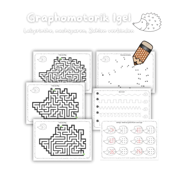 🦔 Hérisson – Automne – Motricité graphomotrice – Labyrinthe – Relier les chiffres