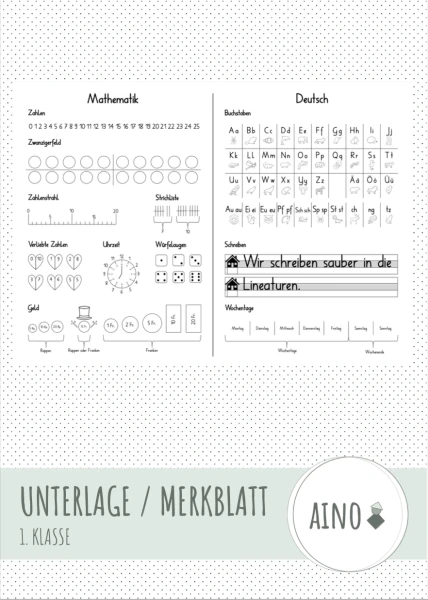 Pultunterlage 1. Klasse