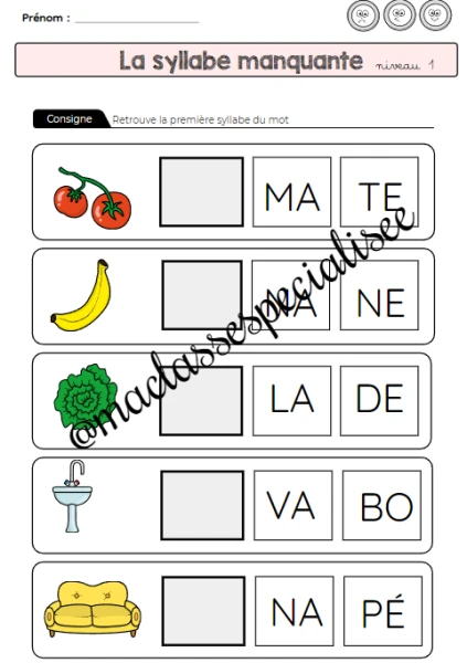 Part App Je Retrouve La Syllabe Manquante Dossier De Phonologie