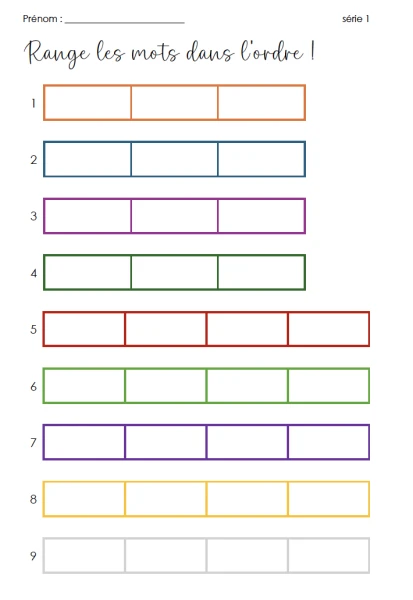 range les mots dans l'ordre pour faire des phrases - série 1