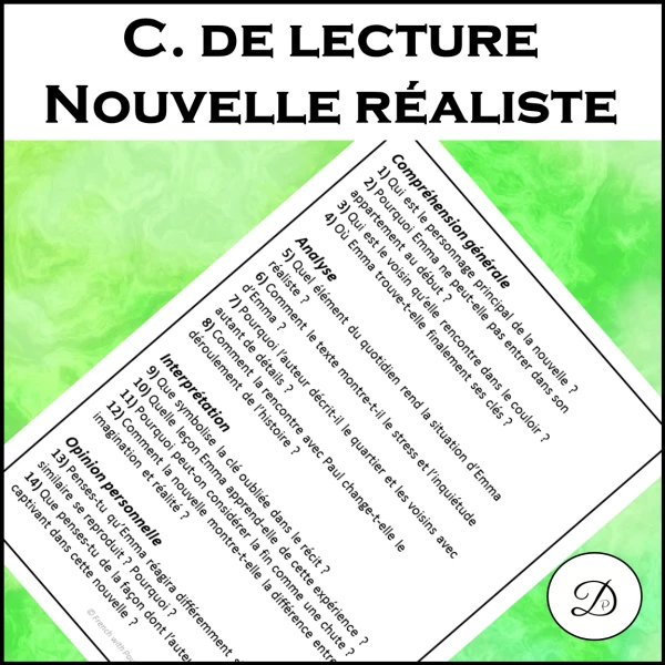 Compréhension de lecture - Nouvelle réaliste