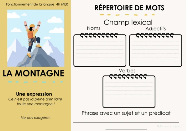Répertoire de mots 4H la montagne