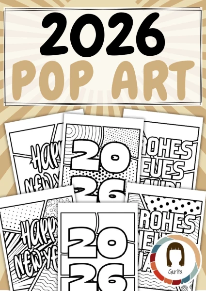 Neujahr Pop Art Grusskarte 2026