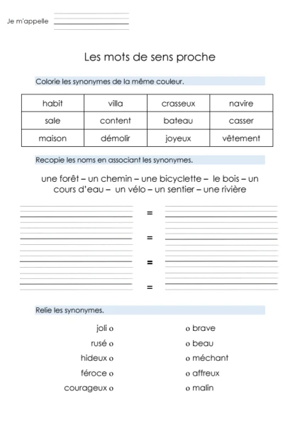 FDL - les mots de sens proche 4H