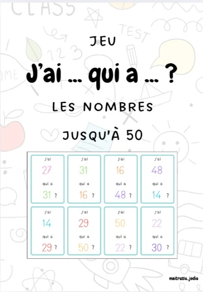 Nombres jusqu'à 50