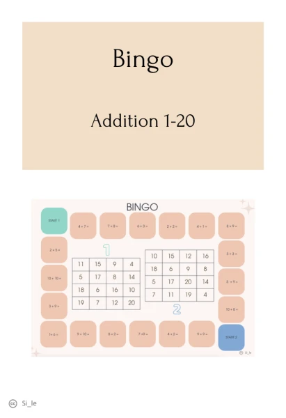 Addition au bingo de 1 à 20