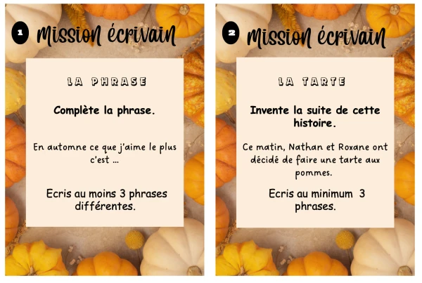 Mission écrivain "automne" + porte clé de mots
