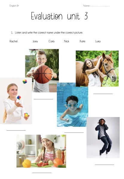 Évaluation Anglais Unit 3