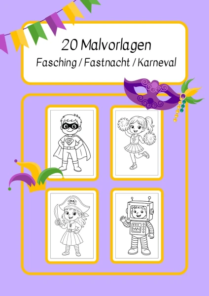20 Malvorlagen Fasnacht / Fastnacht / Fasching / Karneval