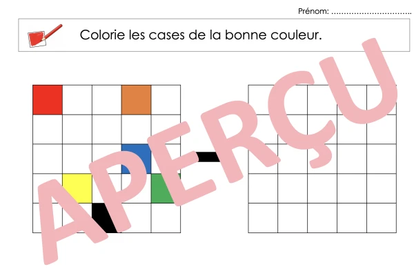 Fiches repérage sur quadrillage 1-2P 3-4P