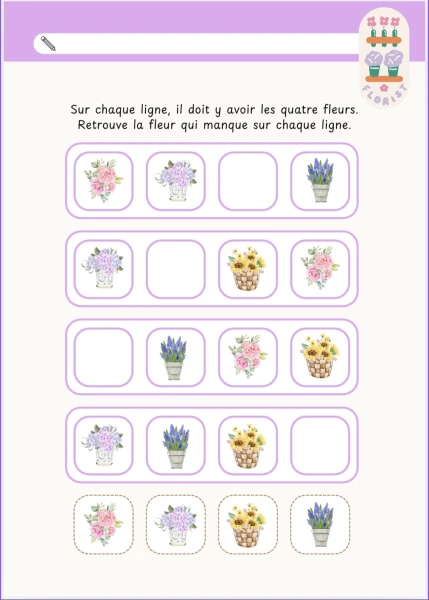 Suites logiques de fleurs 🌸💐