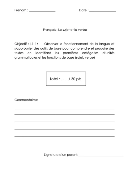 T.S sujet / verbe
