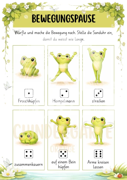 Plakat Bewegungspause Frosch