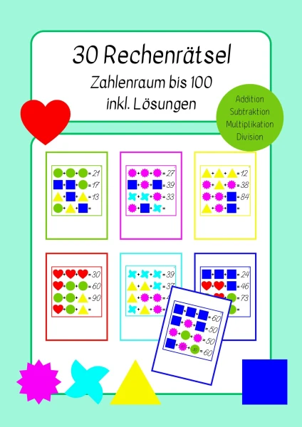Rechenrätsel mit Symbolen im Zahlenraum bis 100