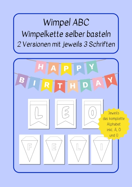 Wimpel ABC - Wimpelkette basteln - Klassenraumgestaltung