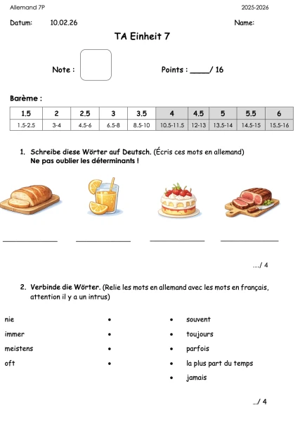 Allemand 7P - TA Einheit 7 (modifiable)