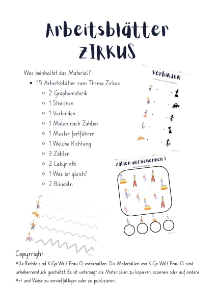 Arbeitsblätter Zirkus