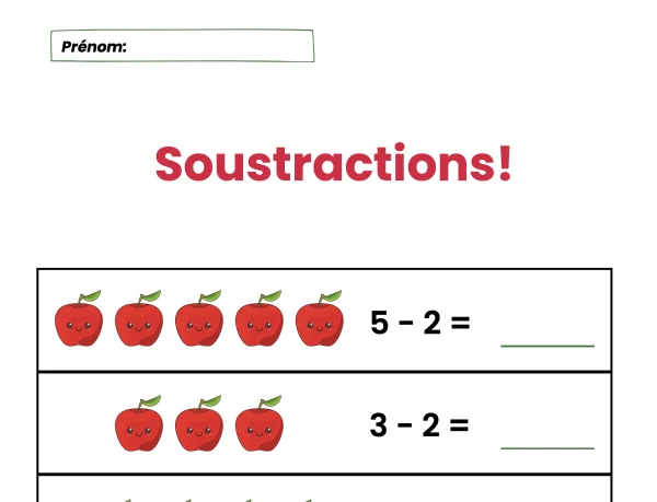 Soustractions jusqu'à 10