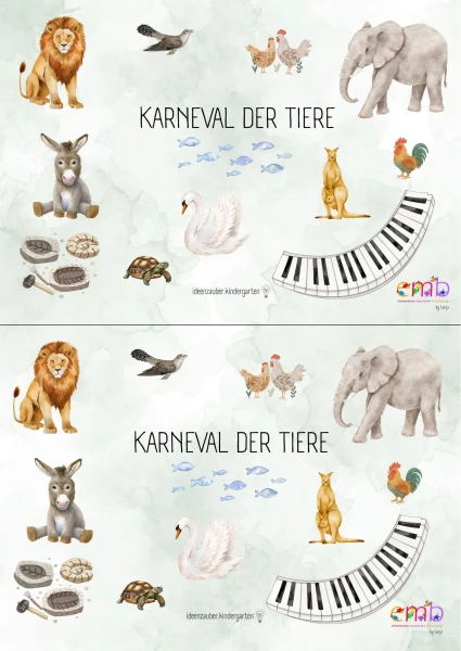Musikalisches Schulstarterheft - Bindevorlage zum „Karneval der Tiere“