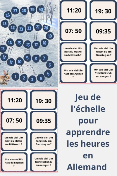 Jeu de l'échelle pour apprendre les heures en allemand