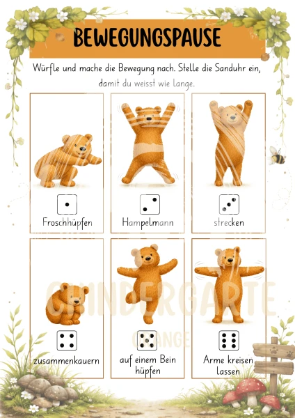 Plakat Bewegungspause Bär