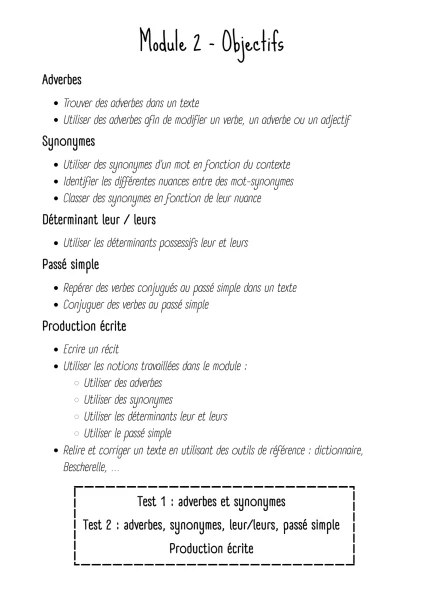 8H Module 2 - Objectifs