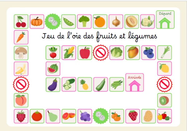 Jeux de l'oie fruits et légumes