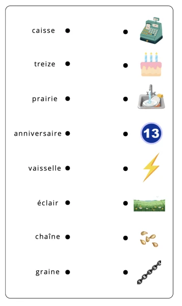Cartes à relier son /ɛ/ (ai-ei)