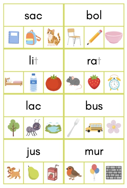 Cartes à pince - lecture