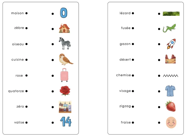 Cartes à relier son /z/ (s-z)