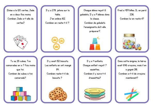 cartes - problèmes + - x 5H - série 1