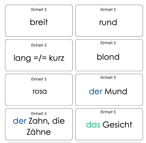 Vocabulaire allemand E6 - 6H