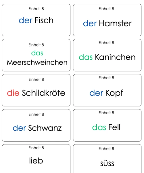Vocabulaire allemand E8 - 6H