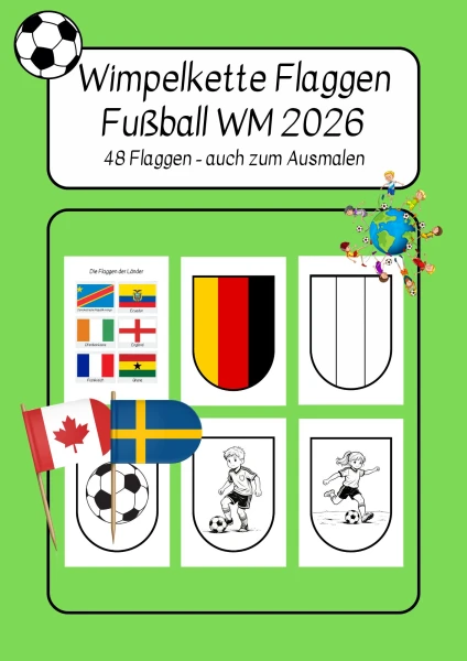 Wimpelkette Flaggen und Fähnchen - Fußball WM 2026