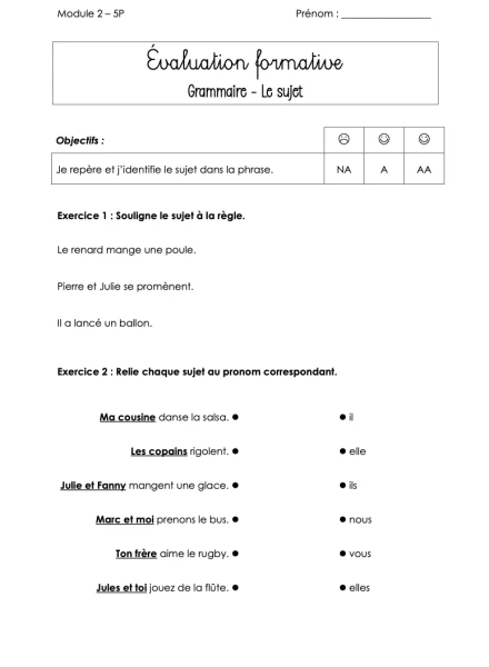Evaluation formative 5P - Module 2